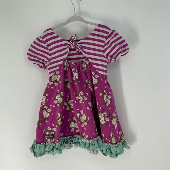 Matilda Jane Girls Dress Multicolor Floral Striped Spring size 4T - Picture 6 of 6